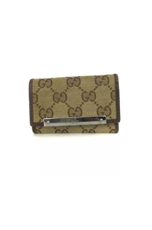 GUCCI GG Logo Canvas 6 Ring Key Case Beige/4BA0965