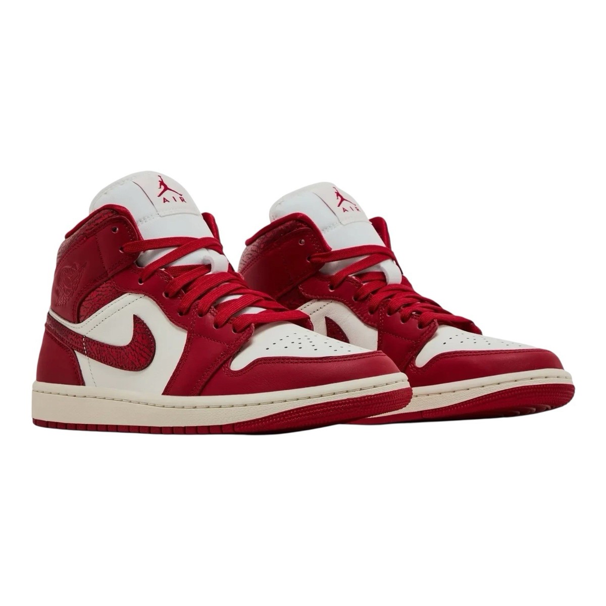 Nike Air Jordan 1 Mid SE Red Cracked Leather HJ9337-106 Womens
