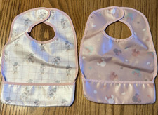 2 Disney MINNIE MOUSE Baby Feeding Bibs - Food Catcher Pockets - Hook  Loop