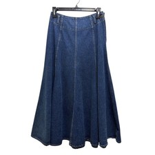 Vtg 90s Jennifer Moore Denim Maxi Skirt Womens 8 Blue Prairie Flowy Cottagecore