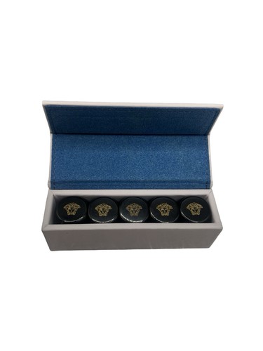 Versace Medusa Head Black Gold Dice Set with Case Designer Collectible Rare