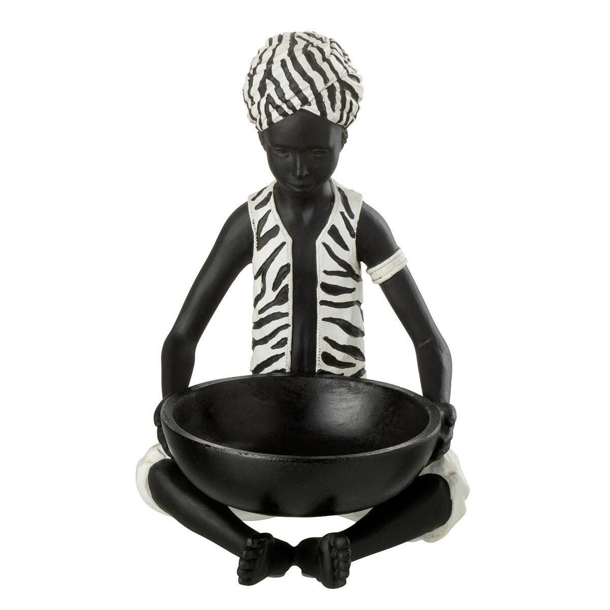 Statuette Déco Garçon Assis noir de 26cm pour orner votre étagère de salon