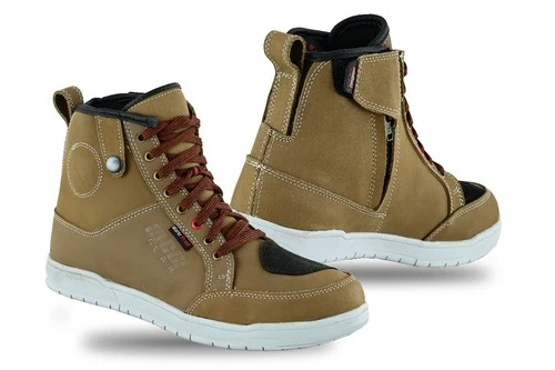 Mens Brown Leather Motorcycle Motorbike Racing Touring Sneaker Boots Biker Shoes