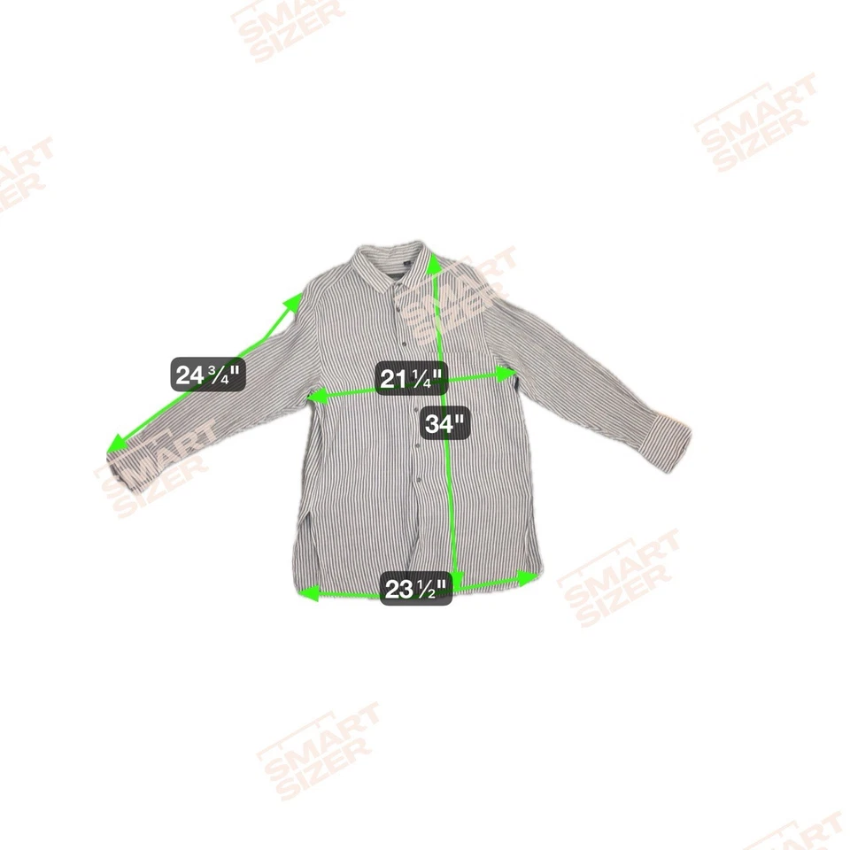 Donna Karan Black Label Men’s Medium Linen Luxe Button Up Gray Cream Striped - Image 3 of 4