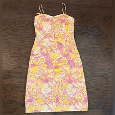 TIBI Retro Vibrant Floral Spaghetti Strap Dress Size 6