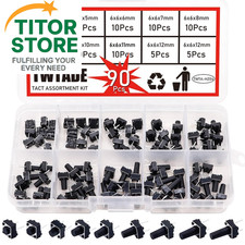 90PCS 2 Pin Tactile Switch Micro Momentary Tact Push Button Switch Assortment Ki