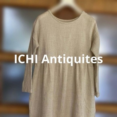 ICHI Antiquites Long Sleeve Dress Ivory Wool Linen 107cm Length 53cm Bust Pocket