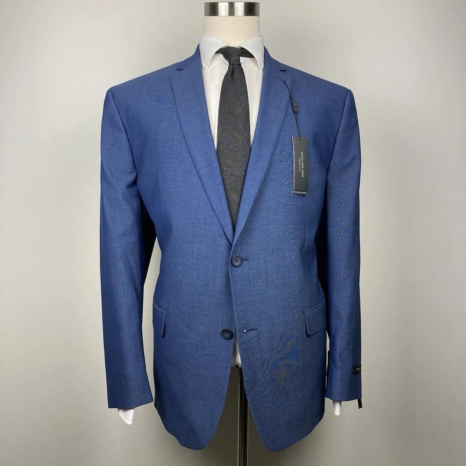 Traje Chaqueta Blazer Marc New York Para Hombre Ajuste Moderno 48R Azul Sólido Elástico E071009 Foto 4 de 4