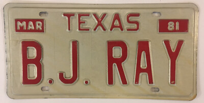Vanity BJ BE J RAY RAYMOND license plate Raynor Rayce Rayford Raylen Rachel Rae