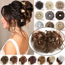 45g Real Large Thick Scrunchie Messy Bun Updo Hair Extension Chignon Ponytail US