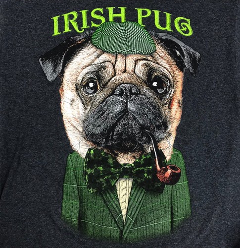 Saint Patricks Day Irish Medium Shirt Pug T Shirt Irish Pug Mens - Picture 3 of 4