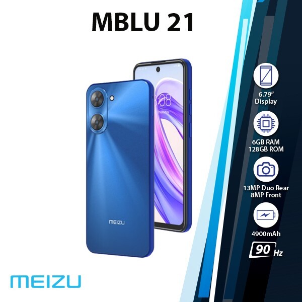 MEIZU Mblu 21 Android Cell Phone (Blue/6GB+128GB/Dual SIM