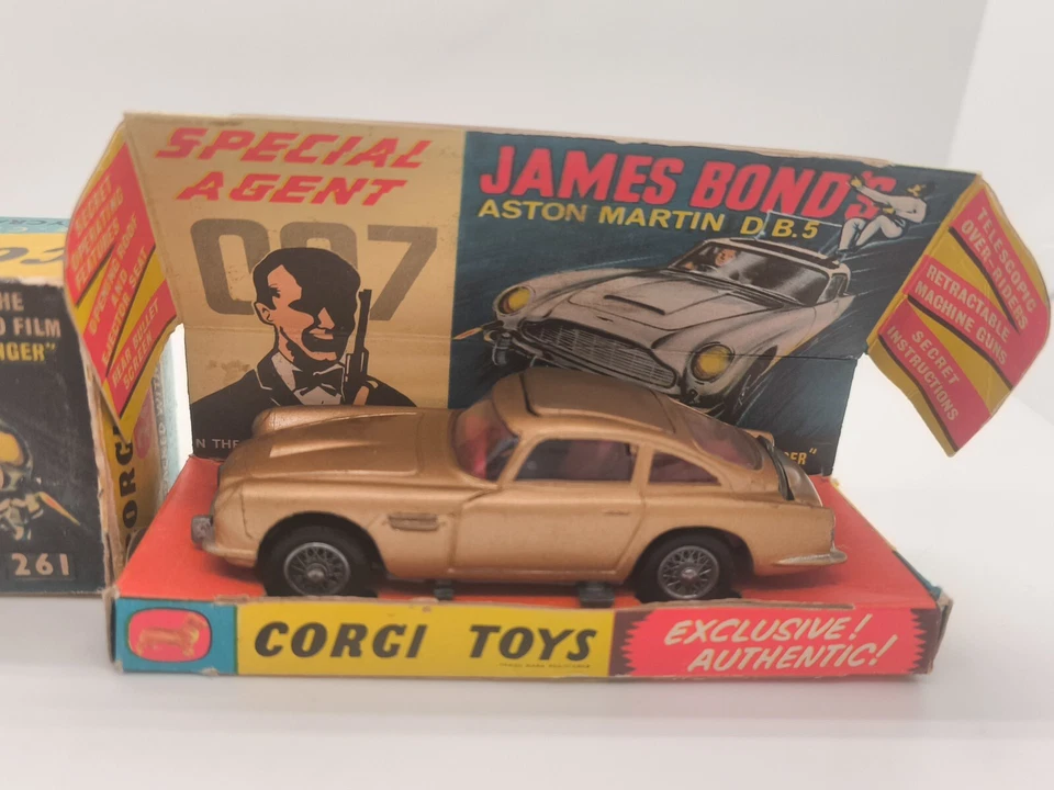 JAMES BOND 007 ASTON MARTIN DB5 GOLD CORGI TOYS 261 GT BRITAIN VON 1965 OVP BOX - Bild 3 von 4