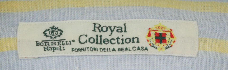 Luigi Borrelli Yellow Striped Linen Dress Shirt - Slim - (98) - Image 4 of 4