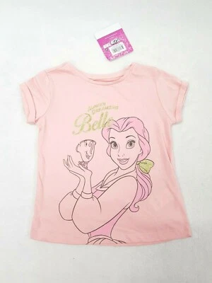 T-shirt rose princesse BELLE la belle et la bête 5-6 ans Disney neuf - Photo 1/4