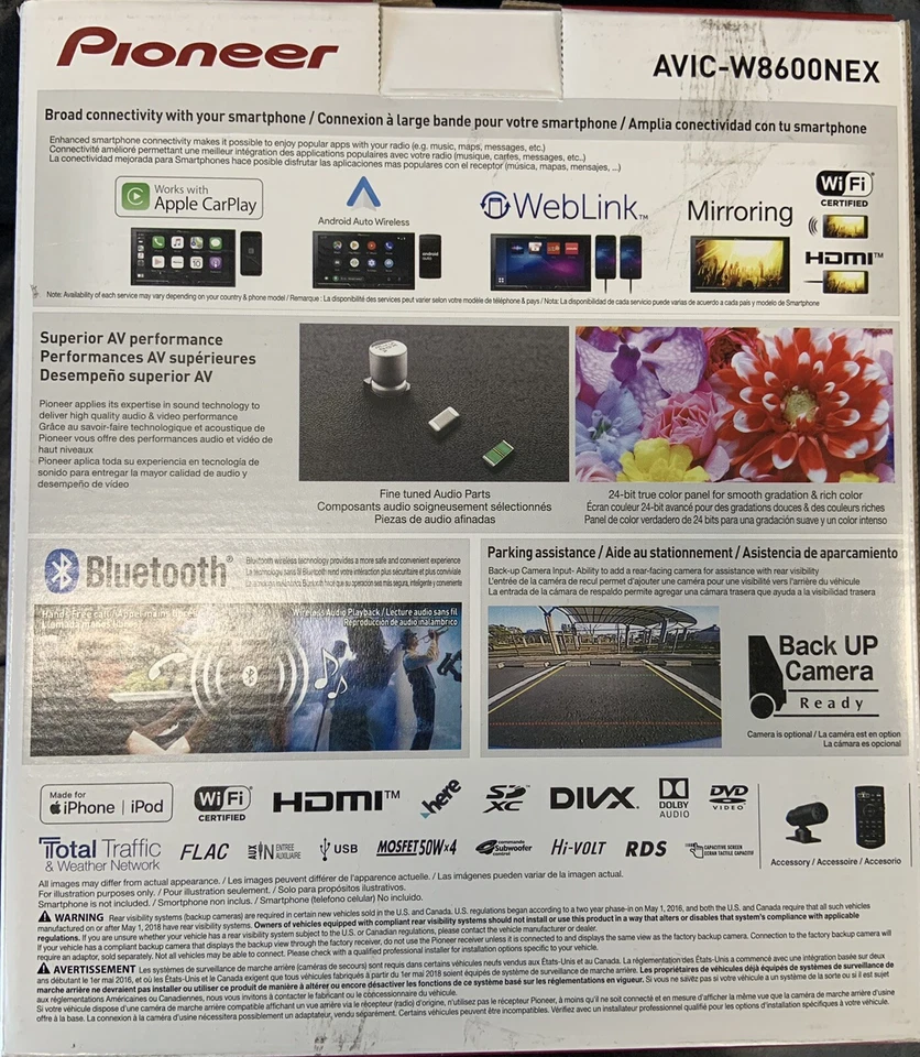 PIONEER AVIC-W8600NEX 7" Touch DVD GPS NAV Wireless Apple CarPlay & Android Auto - Image 2 of 4