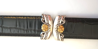 Brighton Brown/ Black  Leather Belt with Gold Buckle No Damage Asking _$55 Brighton Leather Reversible Belt Brown Black Embossed Gold  main image 4