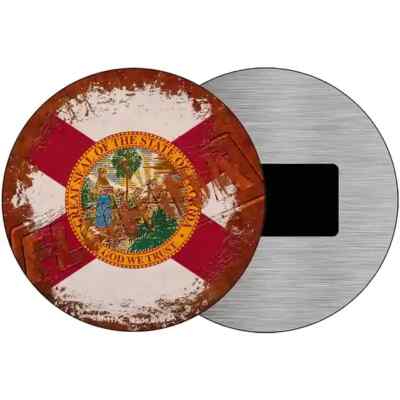 Florida Rusty Stamped 3.5'' Magnet Plaque Fridge Refrigerator Kitchen Home Wall