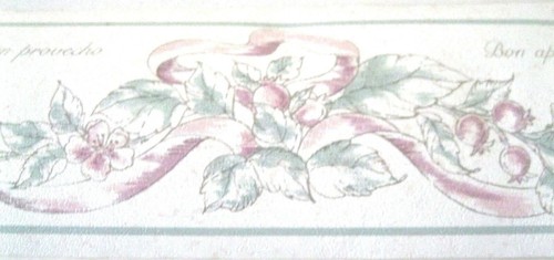 Wallpaper Border Country Green Flower Purple Ribbon White Chair Rail Mini 3" - Picture 5 of 5
