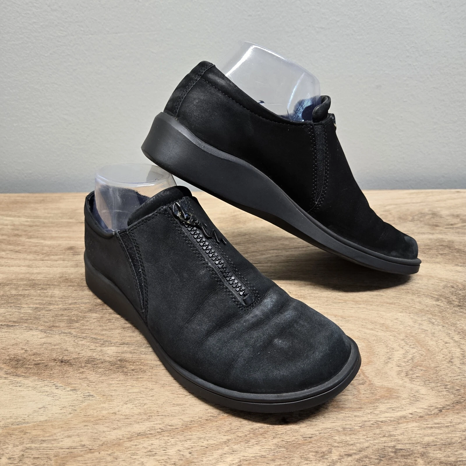 Scarpe ECCO Twist donna EU 38 US 7 nere nabuk chiusura zip davanti casual comode