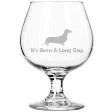 Belgian Tulip Beer Goblet Brandy Snifter Glass It's Been A Long Day Dachshund