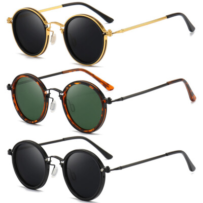 Vintage runde Metallrahmen polarisierte Sonnenbrille Männer Frauen Steampunk