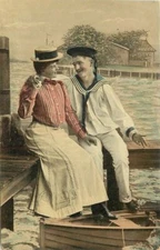 Artist impression Romantic Sailor Navy Military C-1910 Postcard 21-2473