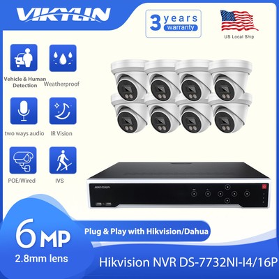 Hikvision 32CH 16 POE NVR CCTV Security System 4K 8MP IP Camera 2 way Audio lot
