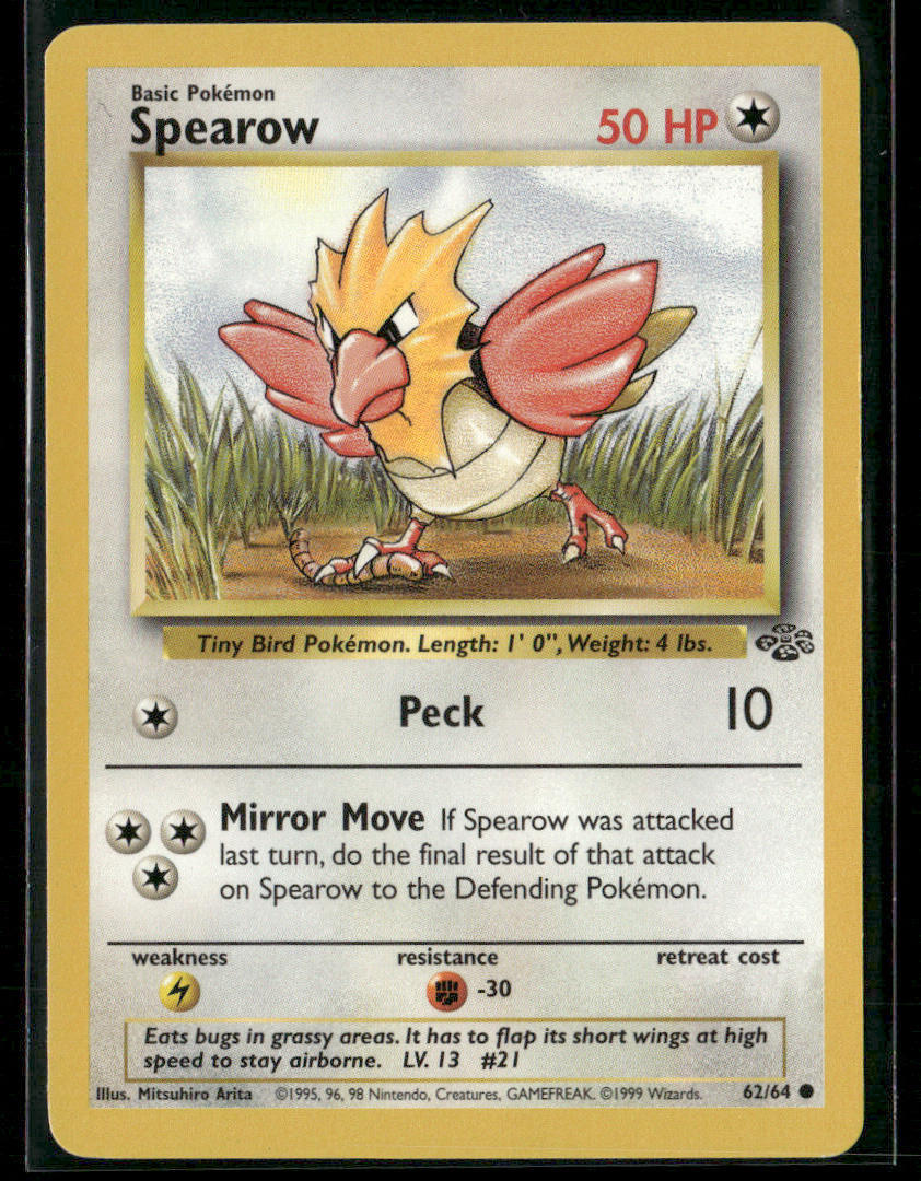 1999 Pokémon Jungle Set Spearow Holo Card 1st Edition  