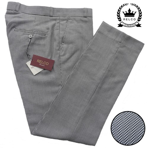 Relco Mens Dogtooth Sta Press Trousers 