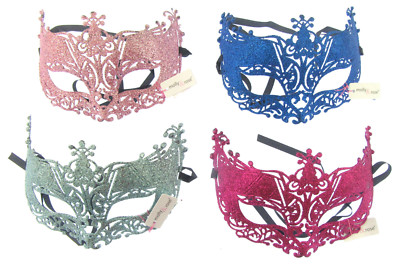 COLOR GLITTER filligree masquerade mask with ties Ball PARTY FUN