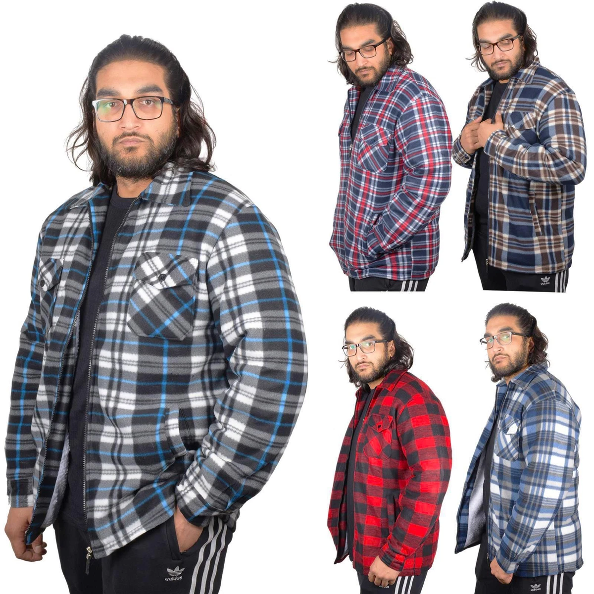 Chaqueta De Leñador Para Hombre | Térmica A Cuadros | Forro Polar | Manga Larga Con Cremallera | Ideal Para Trabajo Y Exteriores