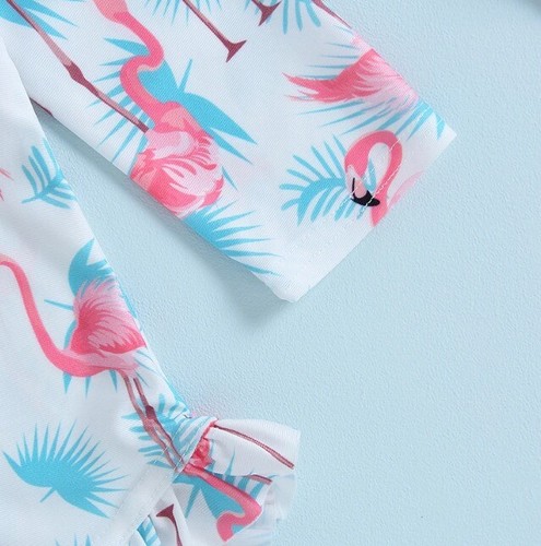 NEW Girls Flamingo Long Sleeve Swimsuit Bathing Suit - Picture 6 of 9