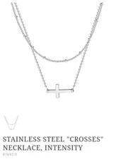 Waterproof Tarnish Proof Double Chain Cross Necklace