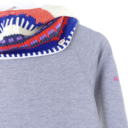 ROXY Sweatshirt Sweat Hoodie Grau Kapuze Strick Knit Muster Gr. S 36 - Bild 2 von 3