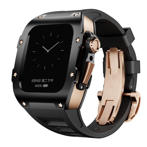 Boîtier de luxe en acier inoxydable pour Apple Watch Series 10 46 mm bracelet en caoutchouc kit - Photo 12/25