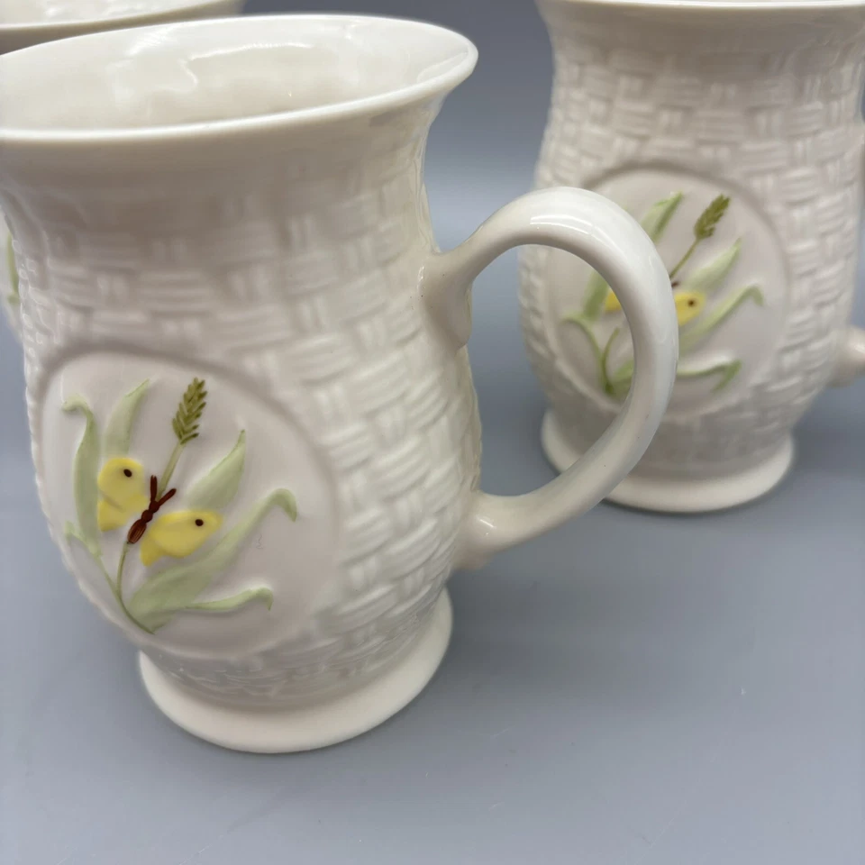 Juego de 3 tazas mariposa amarillas de verano Belleek Ireland Foto 3 de 4
