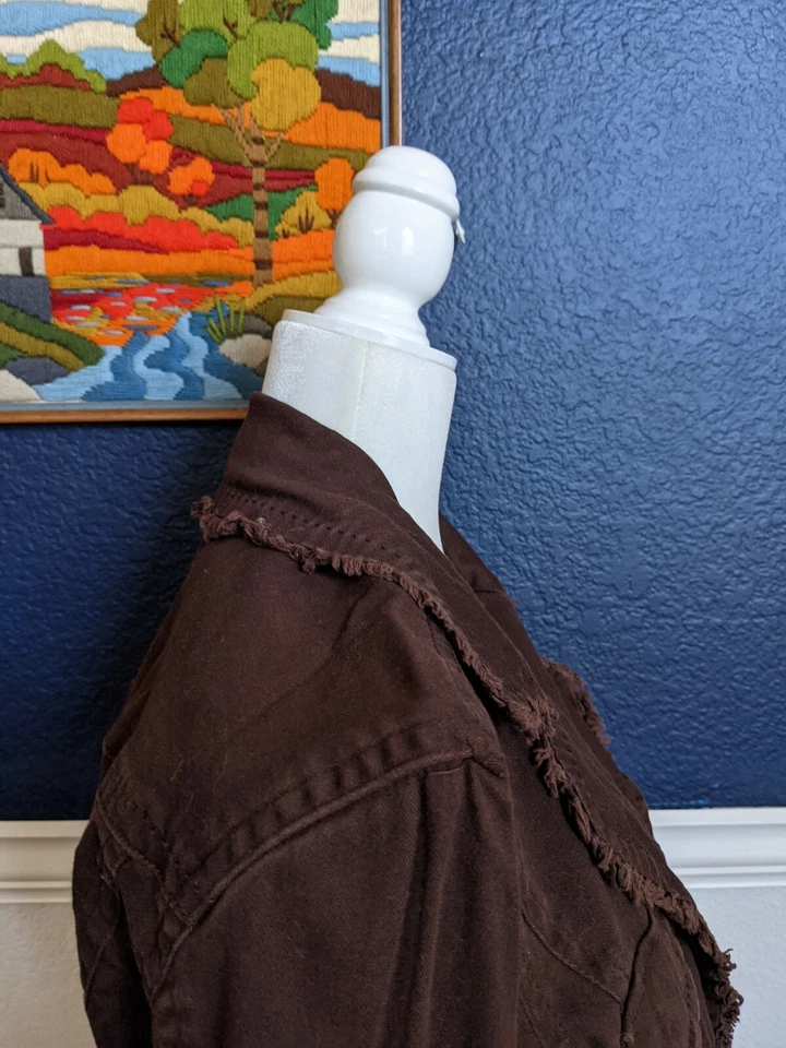 Chaqueta Blazer Live A Little Marrón Envejecido Mezcla Algodón Talla Grande L Foto 4 de 4