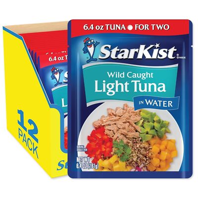 StarKist Chunk Light Tuna in Water 12 Pack 6.4 Ounce Convenient Protein Snack