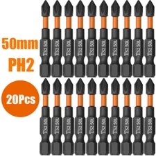 20Pcs PH2 Magnetic Impact Phillips Screwdriver Drill Bits Hex Driver 1/4" Shank