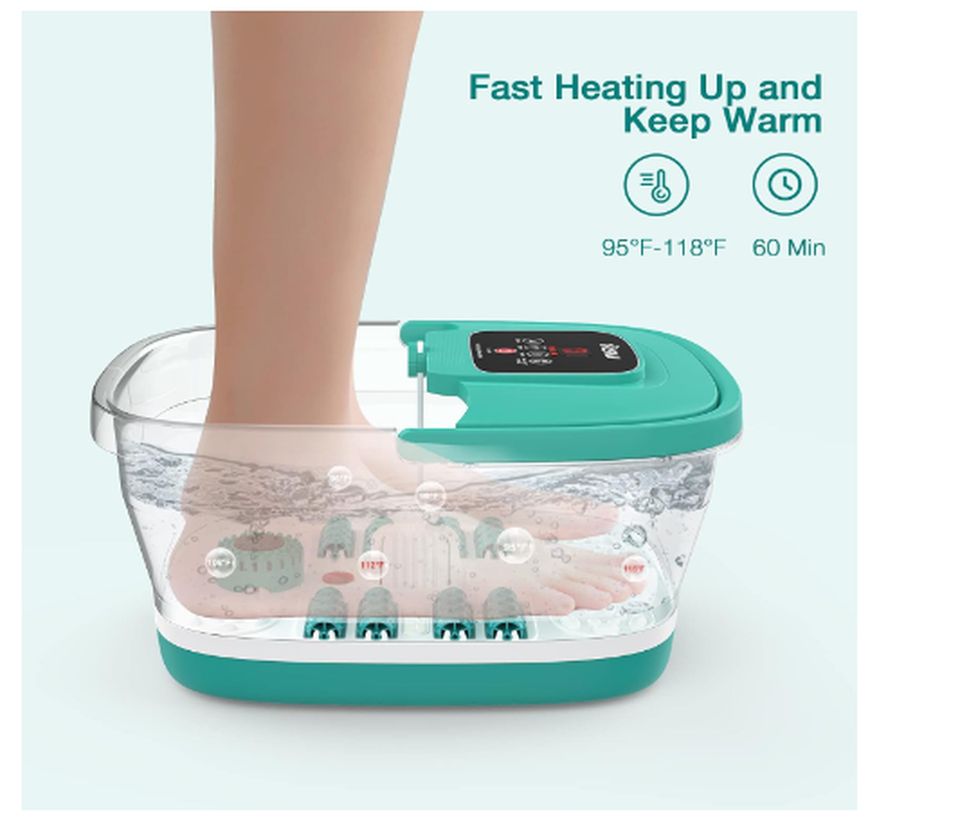 HOSPAN Collapsible Foot Spa with Heat,Foot Bath Massager with 8 Shiatsu