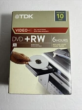 10 Pack TDK DVD-RW 4.7 GB 4x Rewritable Discs 6 Hours Each - New / Open Box