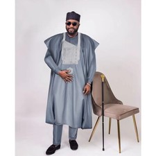 African traditional men's Agbada 3 pieces clothes 2XLG, 3XLG, and 4XLG