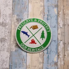 Outdoor Patch Embroidered Iron-on Applique Camping Fishing Preserve & Protect