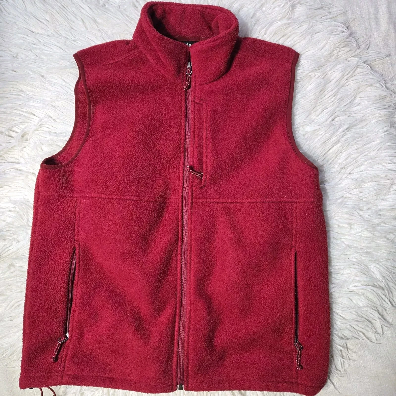 Guide Series Mens Fleece Vest Size Medium Red Polartec Zipper Pockets Warm