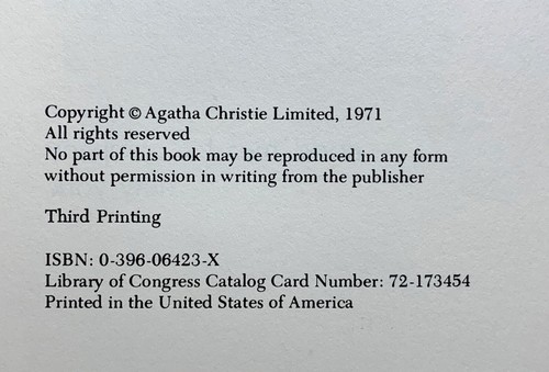 Nemesis by Agatha Christie - vintage 1971 mystery HC/DJ, 1st US Edition, 3rd Prt - Picture 8 of 8