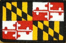 MARYLAND STATE Flag Tactical Patch With Hook  Loop Fastener BLACK Border 03
