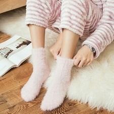 3 Pairs Faux Fur Lady Girls Socks Ankle Socks Fluffy Winder Warm Solid Soft Cosy