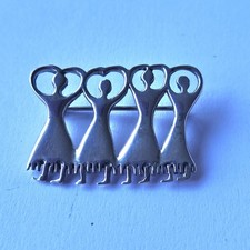 ICNS 925 Stamped Dancing Lady Brooch. Silver 4 Ladies Dancing. Silver Jewellery