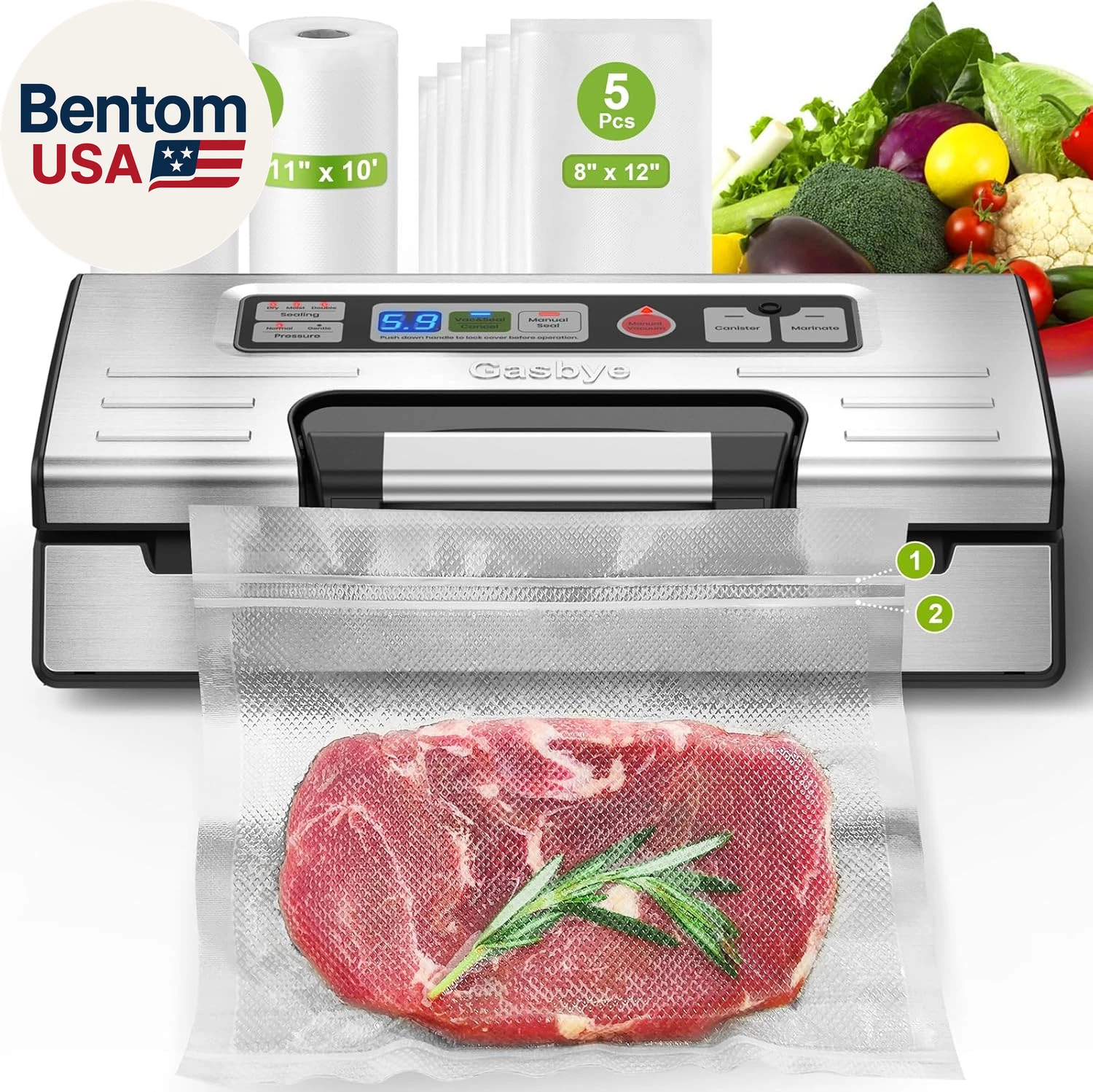 95Kpa Precision Vacuum Sealer Machine, Double Heat Seal for Dry/Moist Food, Easy